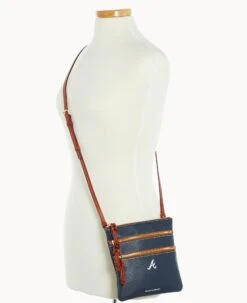 MLB Braves N S Triple Zip Crossbody BRAVES -Dooney & Bourke B0298G AWNVPATNBRVE ALT4 1