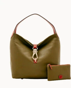 Pebble Grain Logo Lock Shoulder Bag With Pouch White -Dooney & Bourke B0740G AWOLPATN