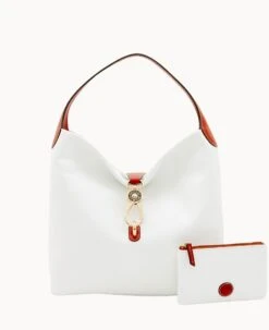 Pebble Grain Logo Lock Shoulder Bag With Pouch White -Dooney & Bourke B0740G AWWHPATNO000 2