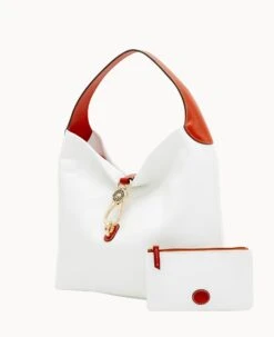 Pebble Grain Logo Lock Shoulder Bag With Pouch White -Dooney & Bourke B0740G AWWHPATNO000 ALT1 1