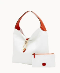 Pebble Grain Logo Lock Shoulder Bag With Pouch White -Dooney & Bourke B0740G AWWHPATNO000 ALT1