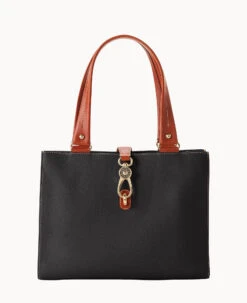 Pebble Grain Medium Logo Lock Tote Olive -Dooney & Bourke B0787G AWBLPATN