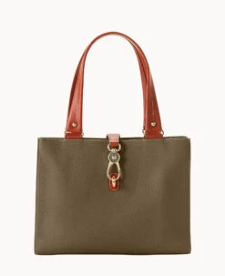 Pebble Grain Medium Logo Lock Tote Olive -Dooney & Bourke B0787G AWOLPATN 2