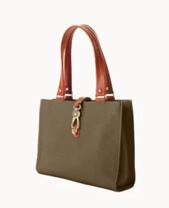 Pebble Grain Medium Logo Lock Tote Olive -Dooney & Bourke B0787G AWOLPATN ALT1 1