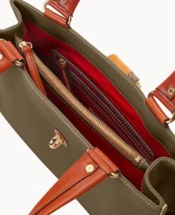 Pebble Grain Medium Logo Lock Tote Olive -Dooney & Bourke B0787G AWOLPATN ALT2 1
