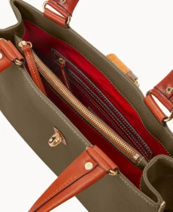 Pebble Grain Medium Logo Lock Tote Olive -Dooney & Bourke B0787G AWOLPATN ALT2