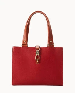 Pebble Grain Medium Logo Lock Tote Olive -Dooney & Bourke B0787G AWRDPATN