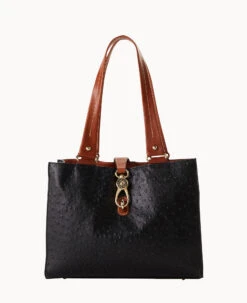 Ostrich Medium Logo Lock Tote Brown Tmoro -Dooney & Bourke B0787G OTBLPAKR