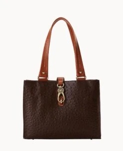 Ostrich Medium Logo Lock Tote Brown Tmoro -Dooney & Bourke B0787G OTBMPAKR 1