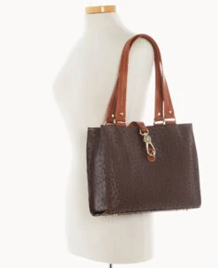 Ostrich Medium Logo Lock Tote Brown Tmoro -Dooney & Bourke B0787G OTBMPAKR ALT4