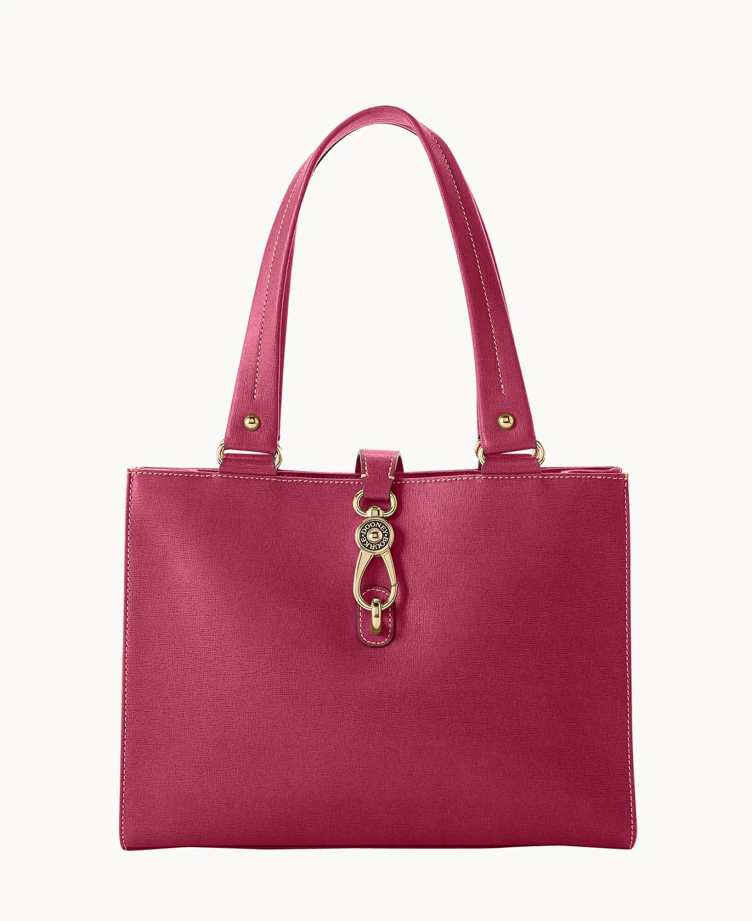 Saffiano Medium Logo Lock Tote Cranberry 6 Saffiano Medium Logo Lock Tote Cranberry - Image 6