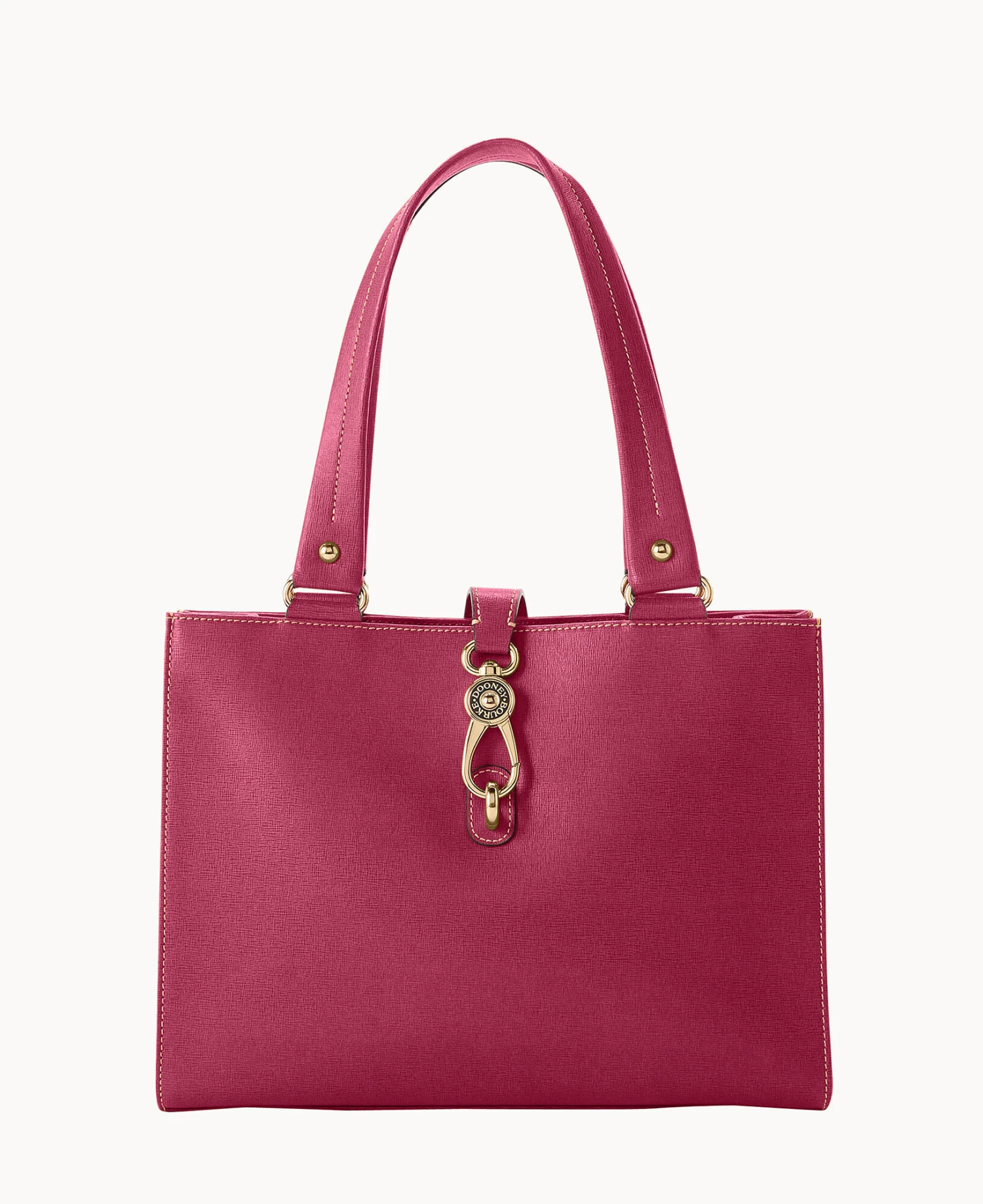 Saffiano Medium Logo Lock Tote Cranberry 1 Saffiano Medium Logo Lock Tote Cranberry
