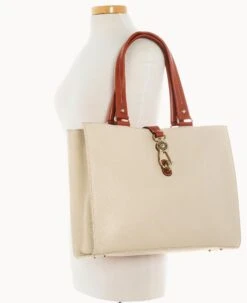 Pebble Grain Large Logo Lock Tote Bone -Dooney & Bourke B0788G AWBOPATN ALT4 1