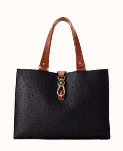 Ostrich Large Logo Lock Tote Black -Dooney & Bourke B0788G OTBLPAKR 1