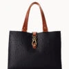 Ostrich Large Logo Lock Tote Black