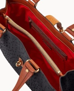 Ostrich Large Logo Lock Tote Black -Dooney & Bourke B0788G OTBLPAKR ALT2 1