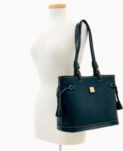 Pebble Grain Double Strap Tassel Bag Black Black 24 Pebble Grain Double Strap Tassel Bag Black Black -Dooney & Bourke B0872G AWBLPABL ALT4