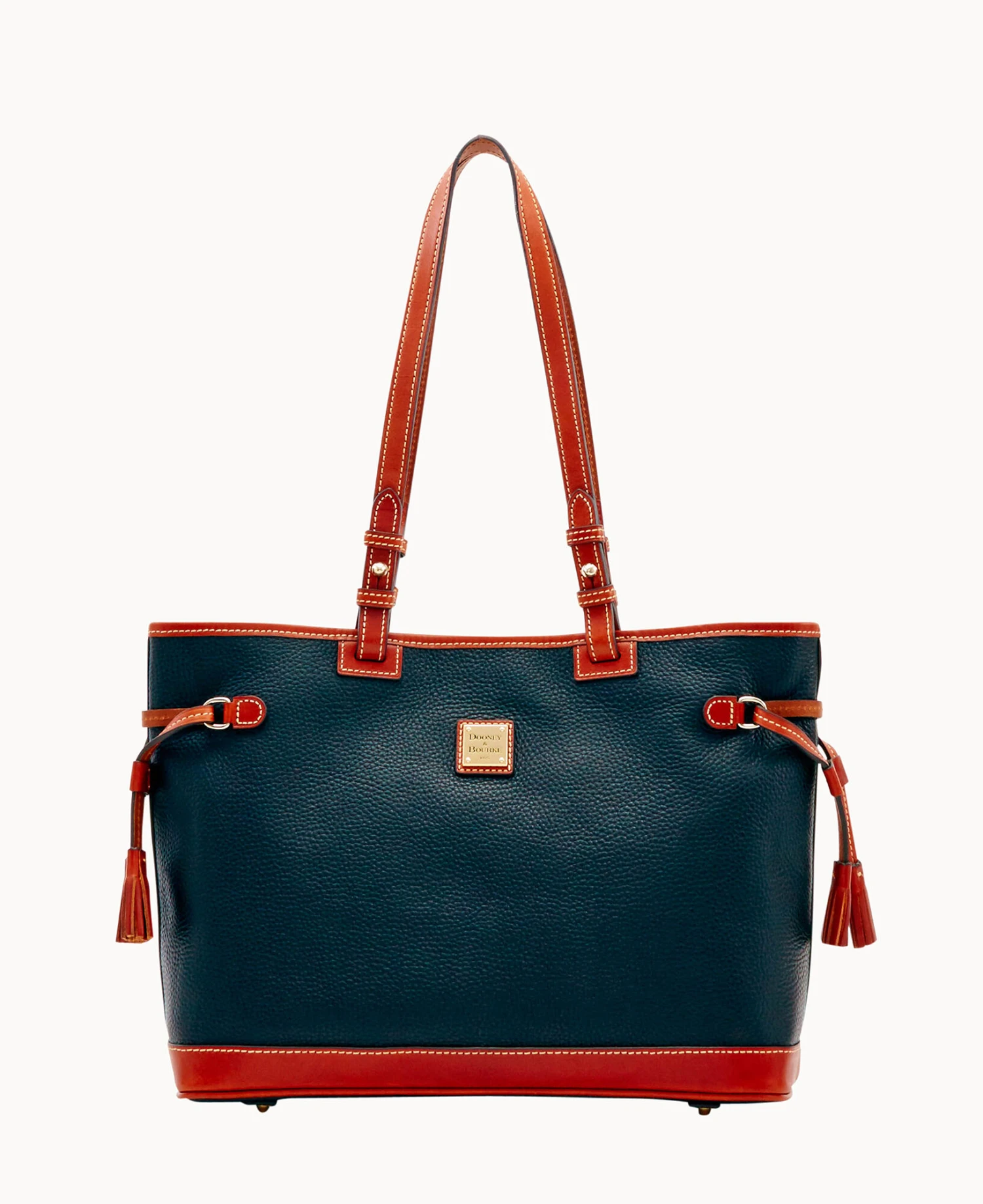 Pebble Grain Double Strap Tassel Bag Black Black 11 Pebble Grain Double Strap Tassel Bag Black Black - Image 11