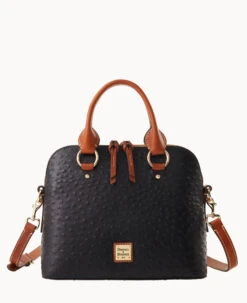 Ostrich Cameron Satchel Black