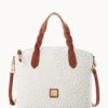 Ostrich Celeste Satchel Bone