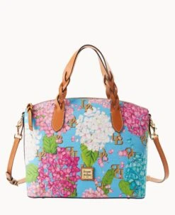 Hydrangea Monogram Celeste Satchel Blue -Dooney & Bourke B1299G UBBUPABS 1