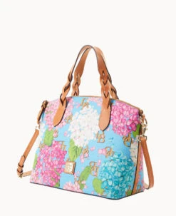 Hydrangea Monogram Celeste Satchel Blue -Dooney & Bourke B1299G UBBUPABS ALT1