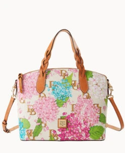 Hydrangea Monogram Celeste Satchel Blue -Dooney & Bourke B1299G UBCCPABS
