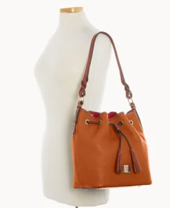 Pebble Grain Tasha Drawstring Caramel 24 Pebble Grain Tasha Drawstring Caramel -Dooney & Bourke B1596G AWCAPATN ALT4