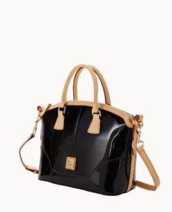 Patent Domed Satchel Black -Dooney & Bourke B1614G PTBLSVNA ALT1 1