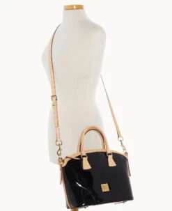 Patent Domed Satchel Black -Dooney & Bourke B1614G PTBLSVNA ALT4