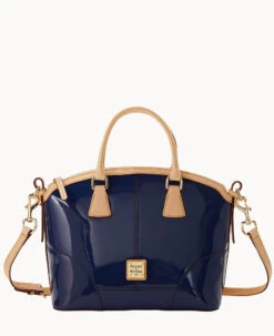 Patent Domed Satchel Black -Dooney & Bourke B1614G PTINSVNA