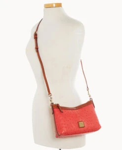 Ostrich Crossbody Pouch Geranium 23 Ostrich Crossbody Pouch Geranium -Dooney & Bourke B1666G OTGEPATN ALT4