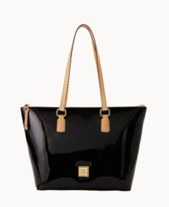 Patent Wren Tote Black -Dooney & Bourke B1694G PTBLSVNA 2