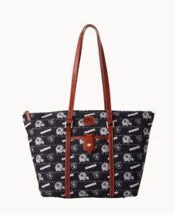 NFL Raiders Large Zip Tote RAIDERS -Dooney & Bourke B1784G N3BLPATNRAID 1