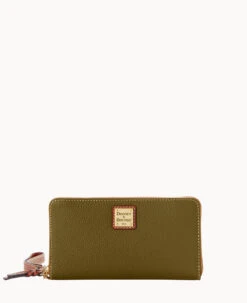 Pebble Grain Large Zip Around Wristlet Crossbody Black -Dooney & Bourke B1792G AWOLPATN