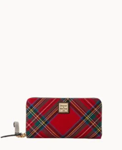 Tartan Large Zip Around Wristlet Crossbody Red -Dooney & Bourke B1792G TTRDPABL 1