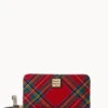 Tartan Large Zip Around Wristlet Crossbody Red
