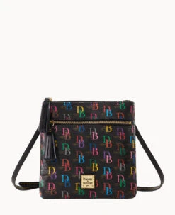 DB75 Multi Double Zip Tassel Crossbody Black