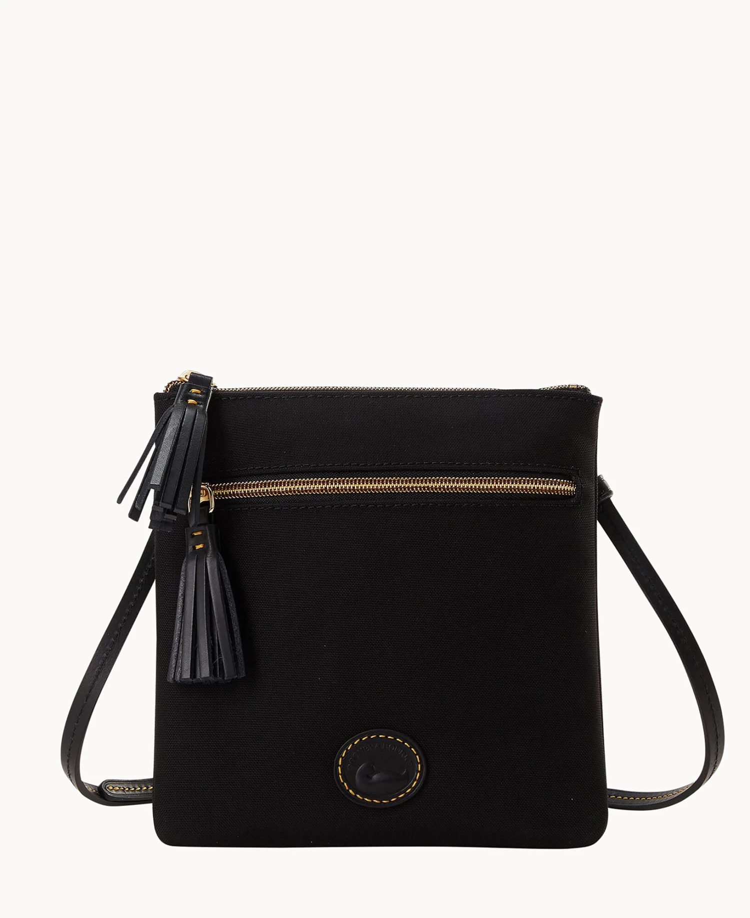Nylon Double Zip Tassel Crossbody Black Black 9 Nylon Double Zip Tassel Crossbody Black Black - Image 9