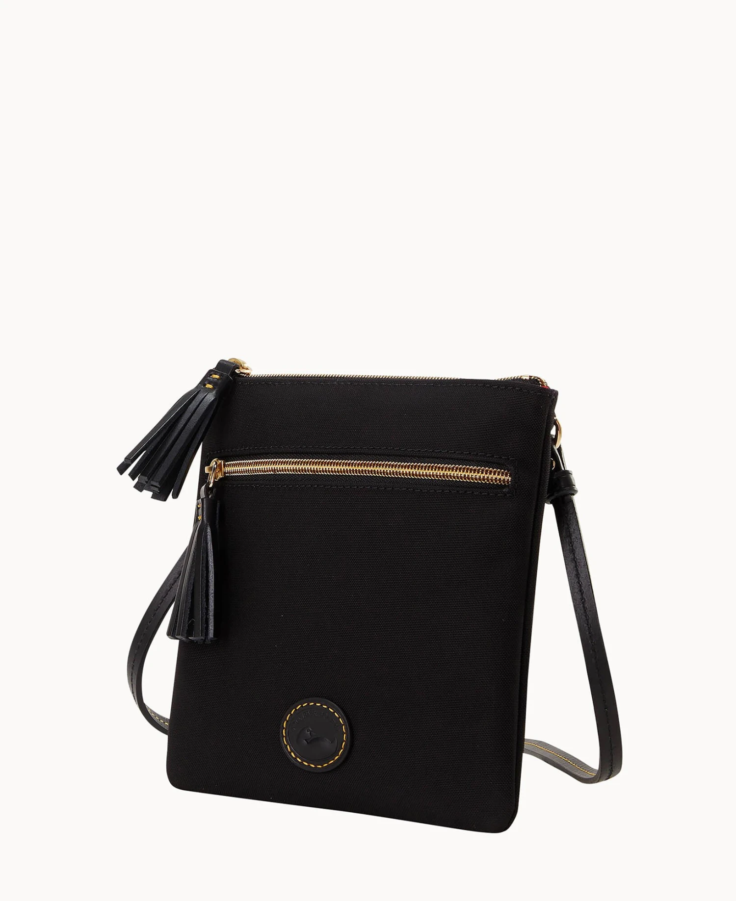 Nylon Double Zip Tassel Crossbody Black Black 6 Nylon Double Zip Tassel Crossbody Black Black - Image 6