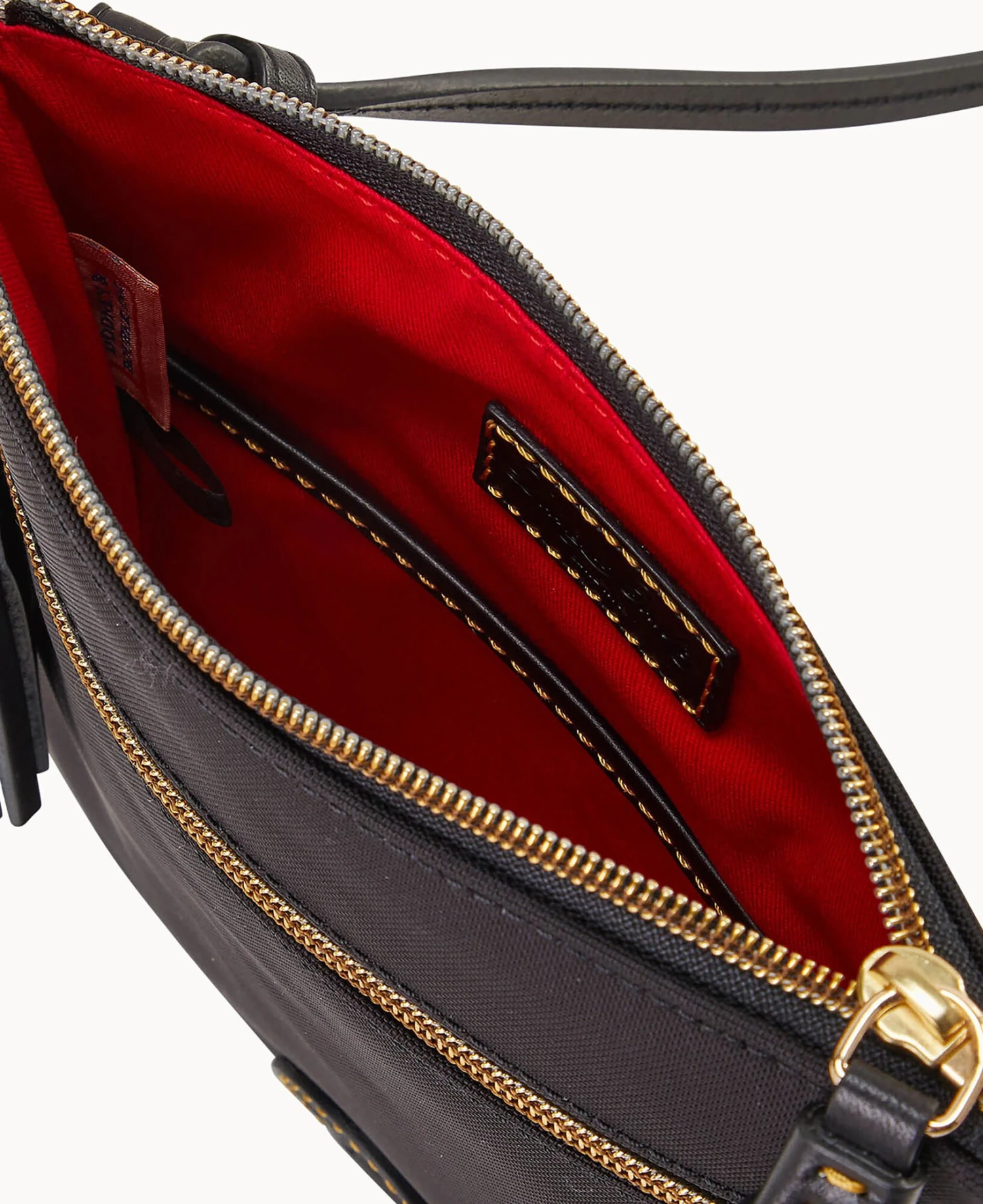 Nylon Double Zip Tassel Crossbody Black Black 7 Nylon Double Zip Tassel Crossbody Black Black - Image 7