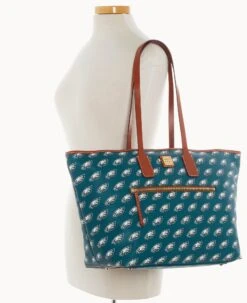NFL Eagles Large Tote Eagles -Dooney & Bourke B1855G NJGRPATNEAGL ALT4 1