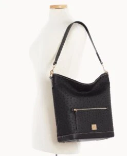 Ostrich Hobo Black Black -Dooney & Bourke B1863G OTBLPABL ALT4 1