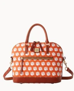 Collegiate Clemson University Domed Zip Satchel CLEMSON -Dooney & Bourke B1914G AAORPATNCLM0