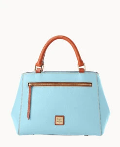 Pebble Grain Small Zip Satchel Caribbean Blue