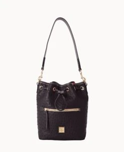 Ostrich Drawstring Black 25 Ostrich Drawstring Black -Dooney & Bourke B1935G OTBLPABL 1