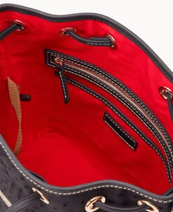 Ostrich Drawstring Black 23 Ostrich Drawstring Black -Dooney & Bourke B1935G OTBLPABL ALT2