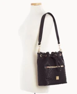 Ostrich Drawstring Black 29 Ostrich Drawstring Black -Dooney & Bourke B1935G OTBLPABL ALT4 1