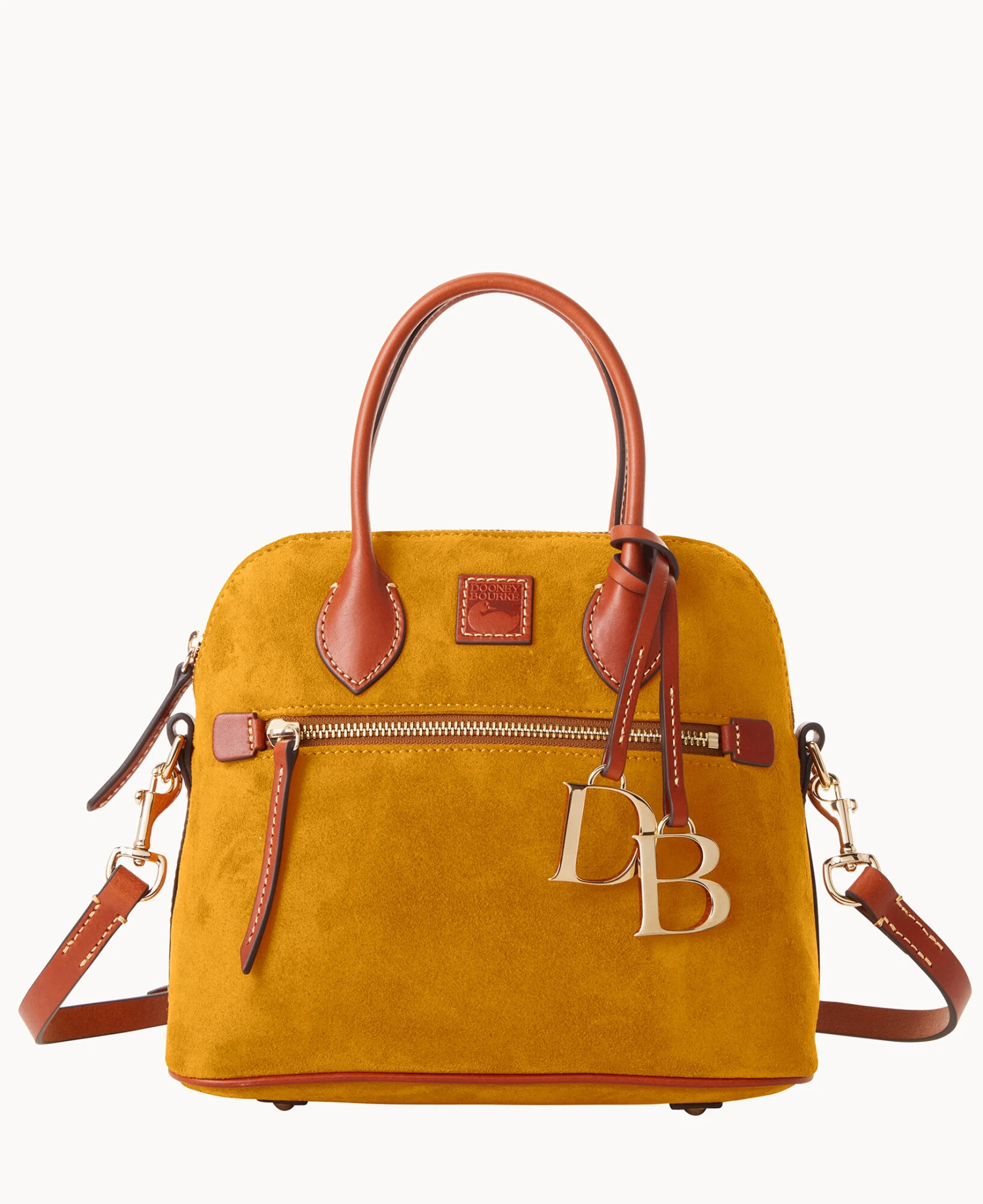 Suede Domed Satchel Honey 14 Suede Domed Satchel Honey - Image 14