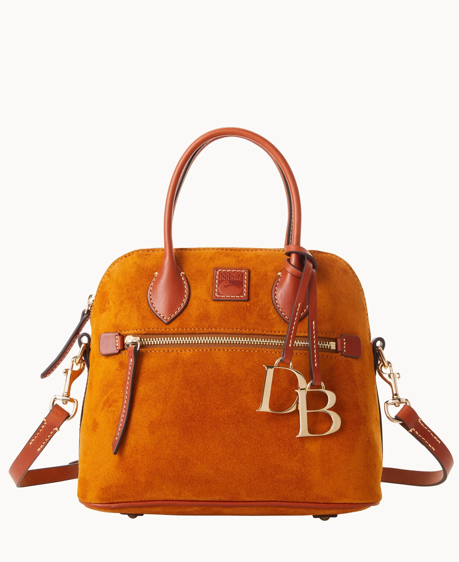 Suede Domed Satchel Honey 15 Suede Domed Satchel Honey - Image 15